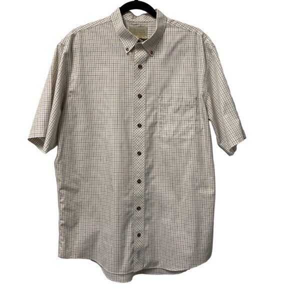 CABELAS SHIRT BUTTON DOWN PLAID 100% COTTON OUTFITTER SERIES MENS SHORT SLEEVE - Picture 1 of 11